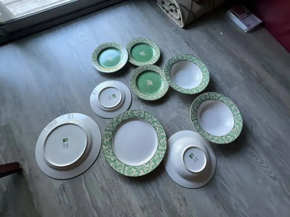 Sango Pavillion 4856 Green Scroll Dinnerware Set